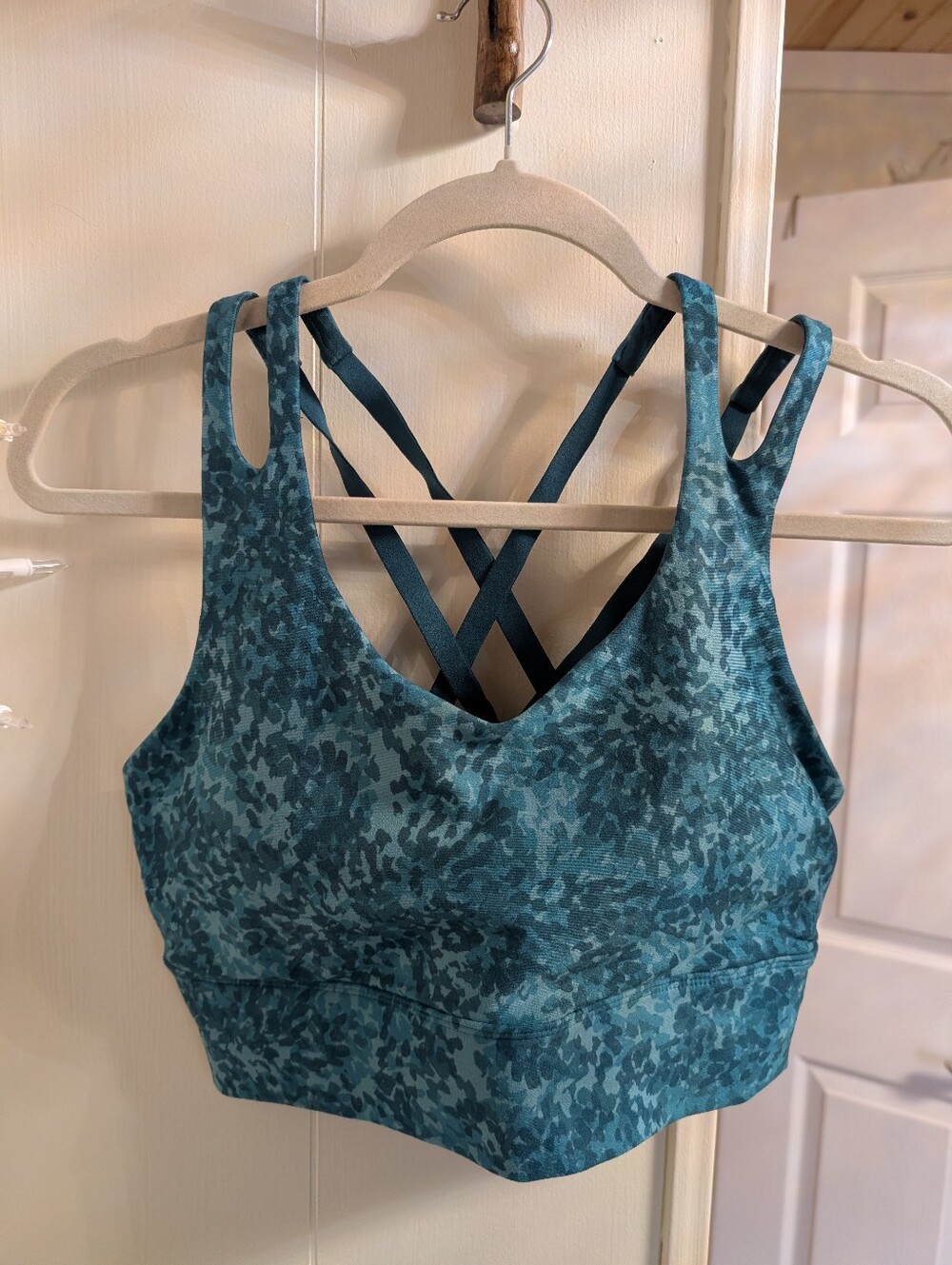 Freely Teal Print Sports Bra Large